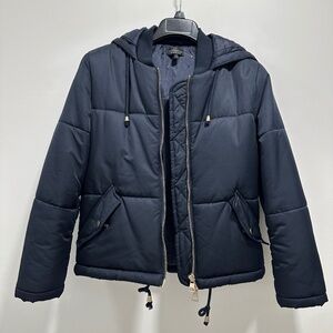 Navy Blue Light Topshop US Size 2 Puffer Jacket with Hood
